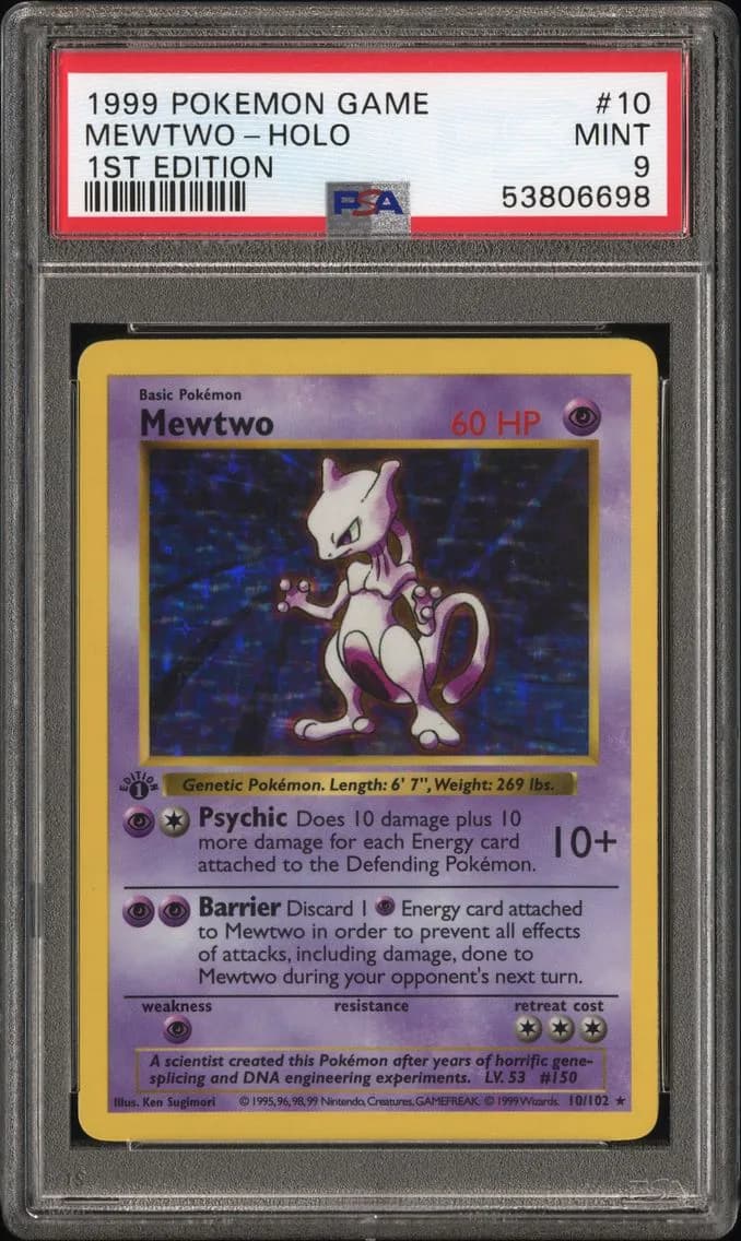 Mewtwo-Holo 1st Edition, PSA 9