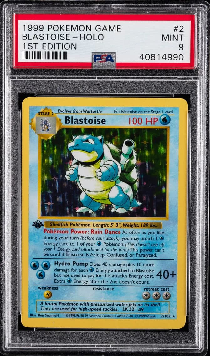 Blastoise-Holo 1st Edition, PSA 9