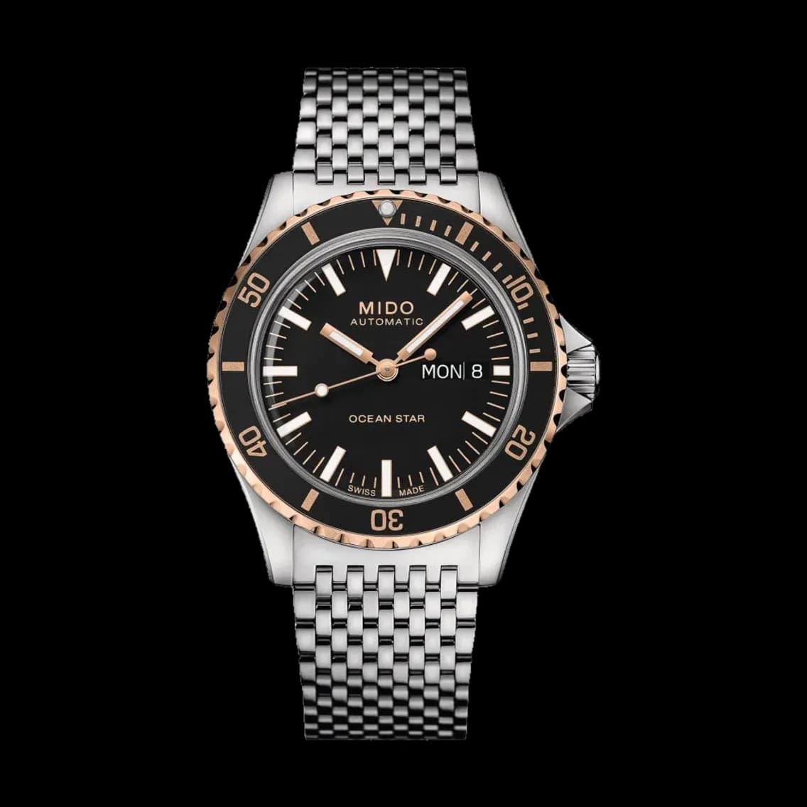 MIDO Ocean Star Tribute Black/Rose Gold-Tone Bezel 40.5mm - Black on Bracelet, TEDDY BALDASSARRE 10