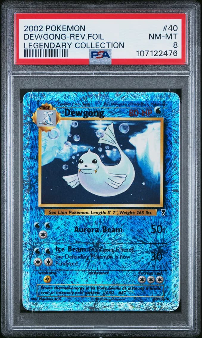 Dewgong-Reverse Foil, PSA 8