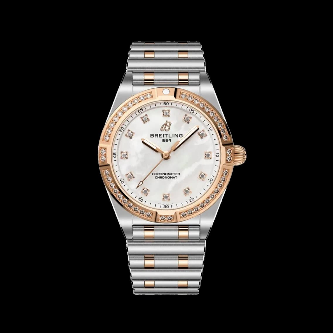 Breitling Chronomat Red Gold Two-Tone 28mm - White Mother-of-Pearl w/ Diamonds on Bracelet, TEDDY BALDASSARRE 10