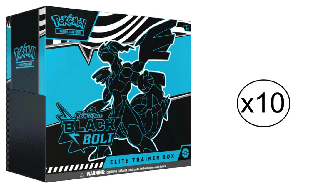 Pokemon TCG Scarlet & Violet 10.5 Black Bolt Elite Trainer Box Case (10 ETB), 