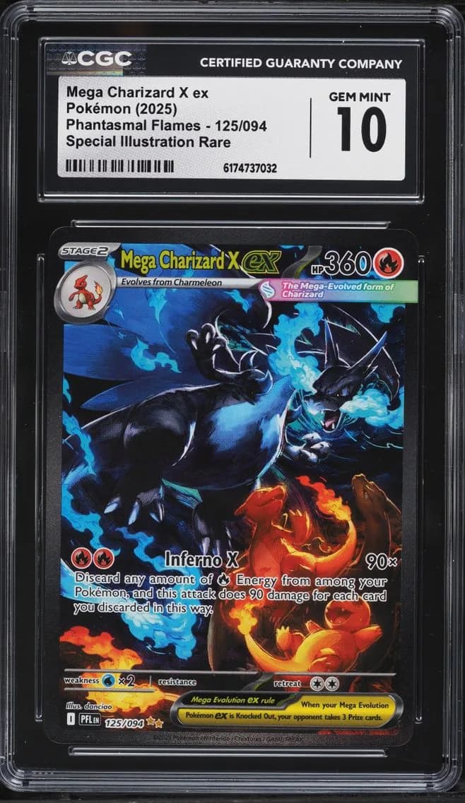 Pokemon Mega Evolution Phantasmal Flames SIR Mega Charizard X ex #125, CGC 10