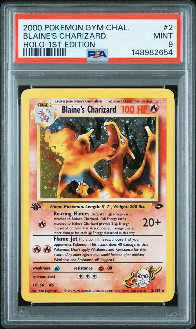 Blaine's Charizard Holo-1st Edition, PSA 9