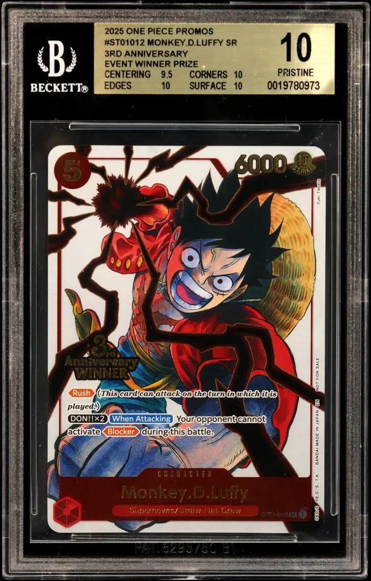 Monkey.D.Luffy SR/(3rd Anniversary Event Winner Prize) BGS 10 One Piece Card Game Promos, BGS 10