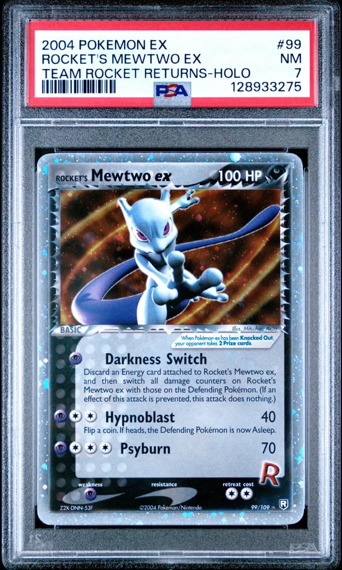 Rocket's Mewtwo EX-Holo, PSA 7