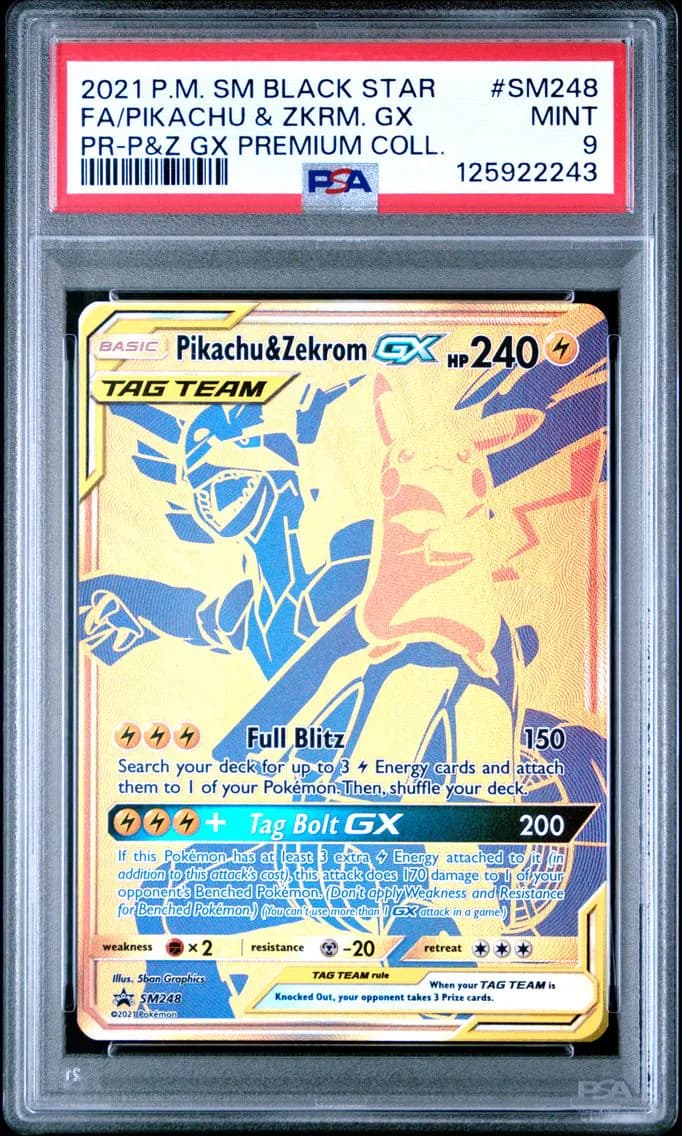 Full Art/Pikachu & Zekrom GX, PSA 9