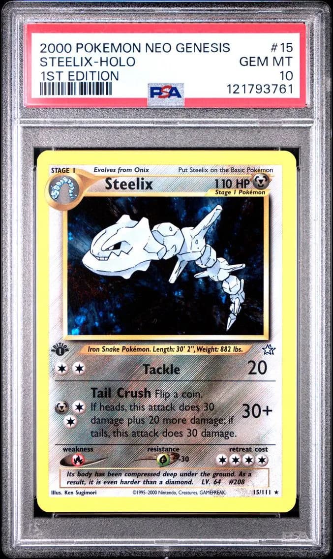 STEELIX-HOLO POKEMON NEO GENESIS 1ST EDITION, PSA 10