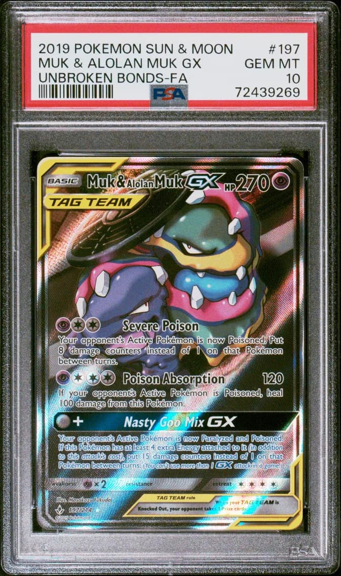 Full Art/Muk & Alolan Muk GX, PSA 10