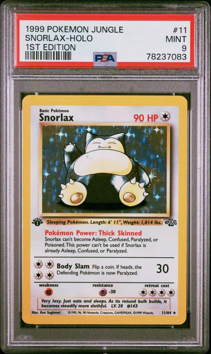 Snorlax-Holo 1st Edition, PSA 9