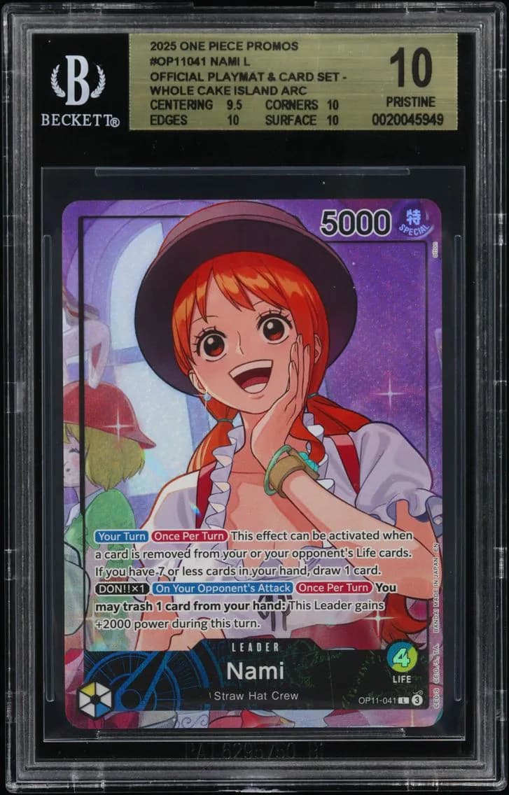 Nami L/(Official Playmat & Card Set -Whole Cake Island Arc-) BGS 10 One Piece Card Game Promos, BGS 10