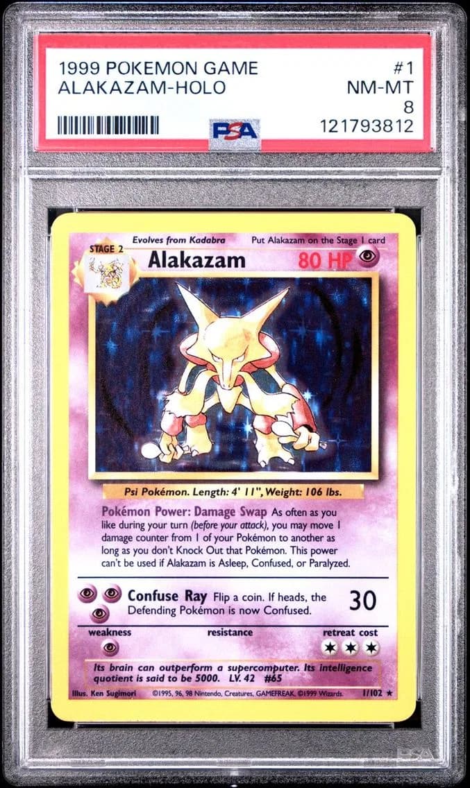 ALAKAZAM-HOLO, PSA 8