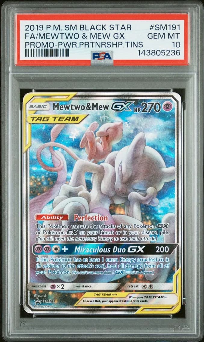 Full Art/Mewtwo & Mew GX, PSA 10