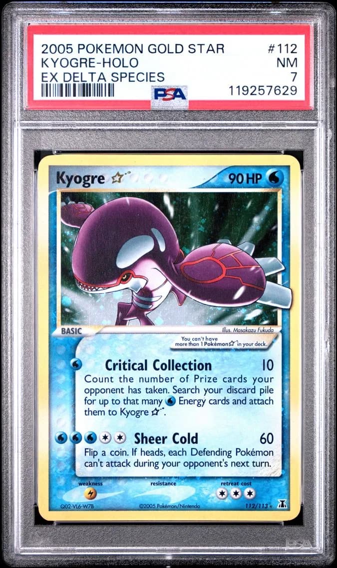 Kyogre-Holo Gold Star, PSA 7