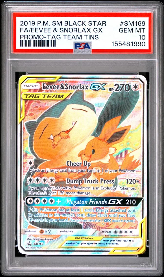 Full Art/Eevee & Snorlax GX, PSA 10