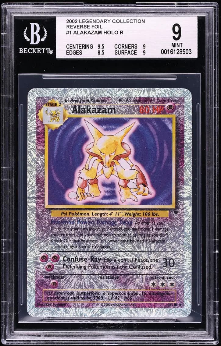 Alakazam-Reverse Foil BGS 9 Legendary Collection Pokemon, BGS 9