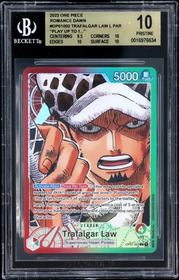Trafalgar Law ALT ART L COR/("play up to 1...") BGS 10 One Piece Card Game Romance Dawn, BGS 10