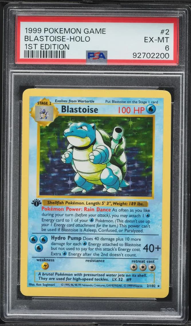 Blastoise-Holo 1st Edition, PSA 6