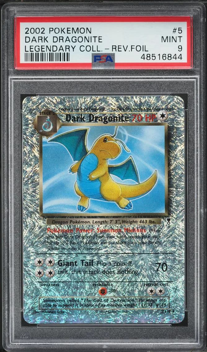Reverse Holo Dark Dragonite, PSA 9
