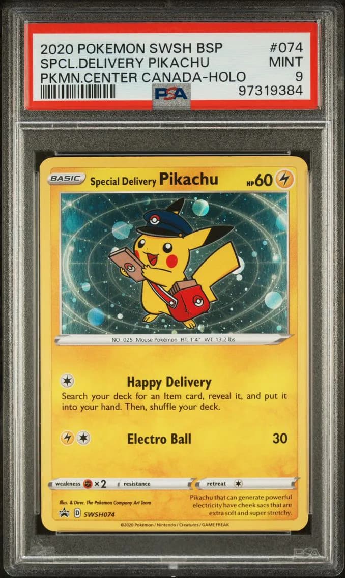 Special Delivery Pikachu-Holo, PSA 9