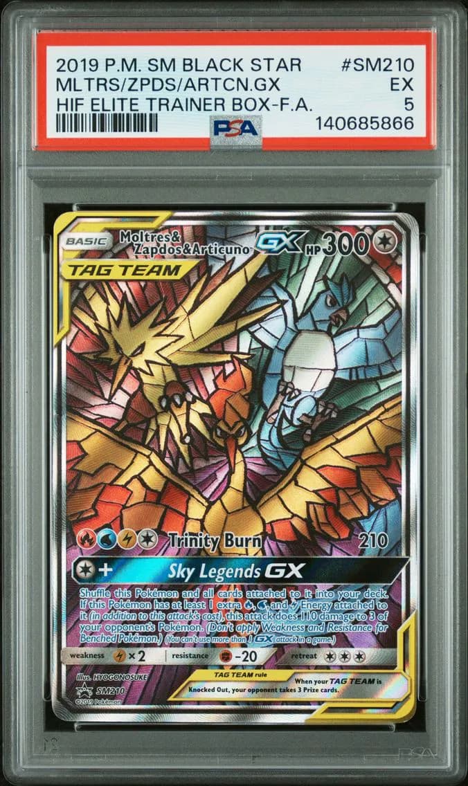 Full Art/Moltres & Zapdos & Articuno GX, PSA 5