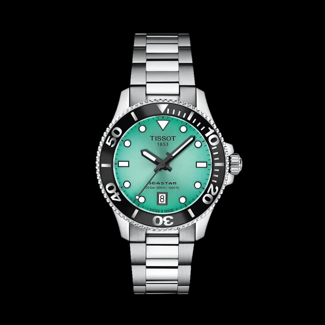 Tissot Seastar 1000 Quartz 36mm - Turquoise on Bracelet, TEDDY BALDASSARRE 10