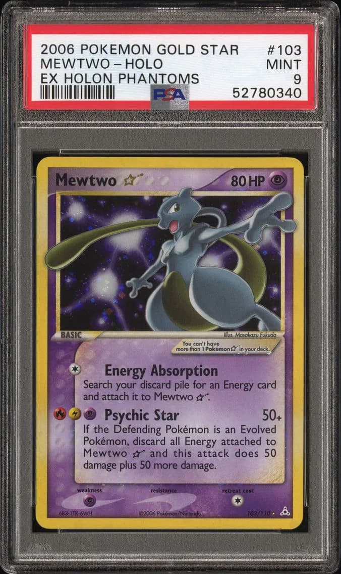 Mewtwo-Holo Gold Star, PSA 9