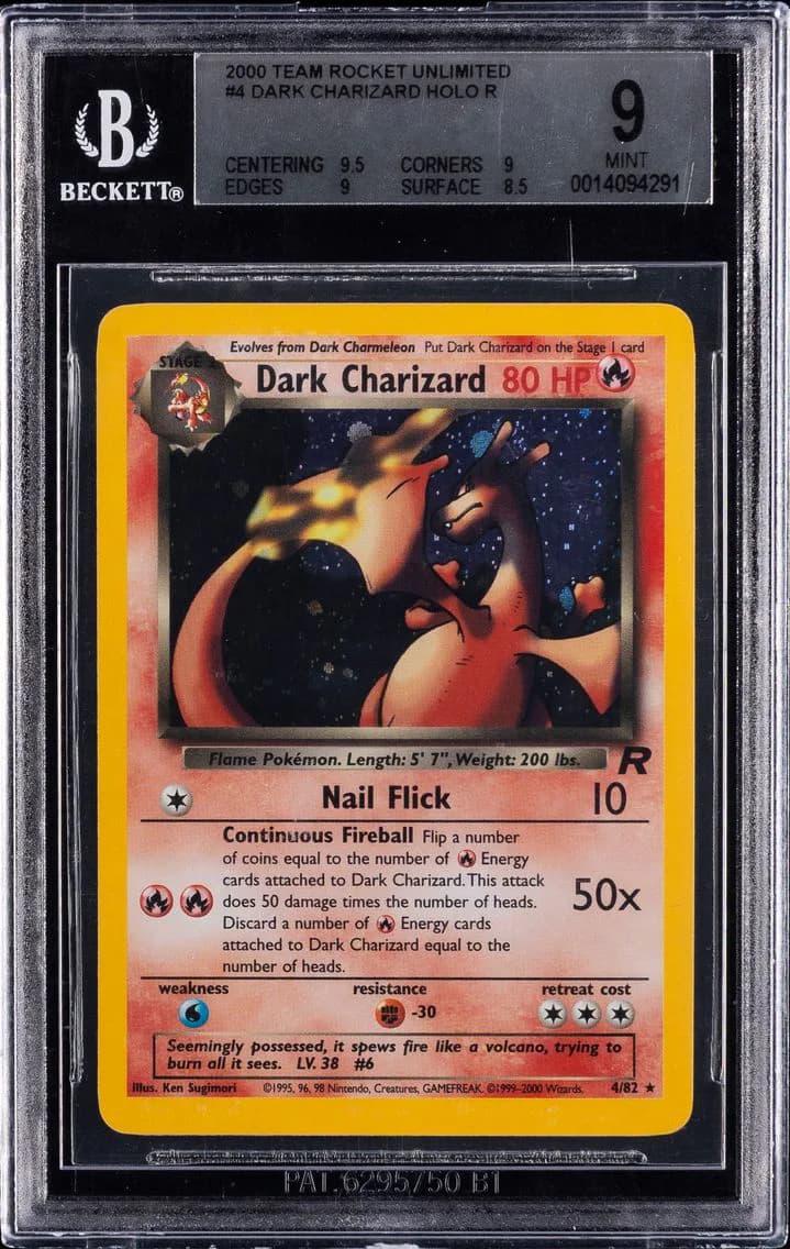 Dark Charizard-Holo BGS 9 Rocket Pokemon, BGS 9