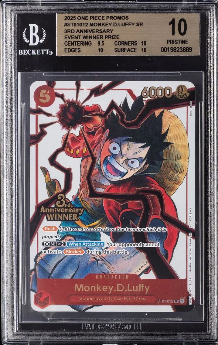 Monkey.D.Luffy SR/(3rd Anniversary Event Winner Prize) BGS 10 Card Game Promos One Piece, BGS Pristine 10