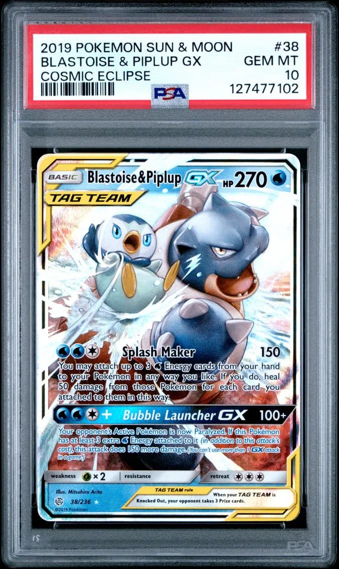 Blastoise & Piplup GX, PSA 10