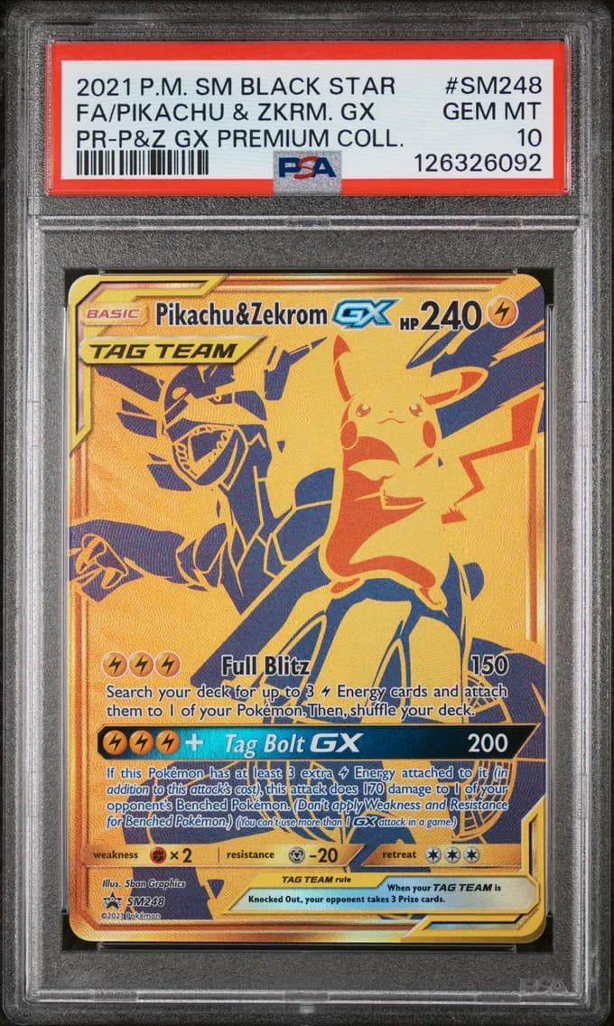 Full Art/Pikachu & Zekrom GX, PSA 10