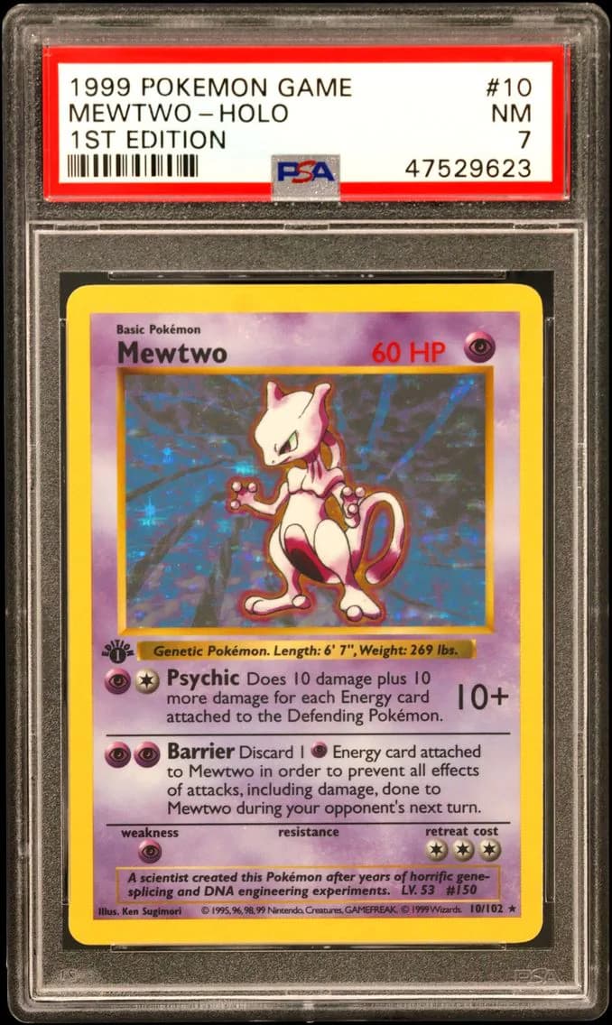 Mewtwo-Holo 1st Edition, PSA 7