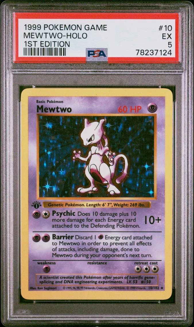Mewtwo-Holo 1st Edition, PSA 5