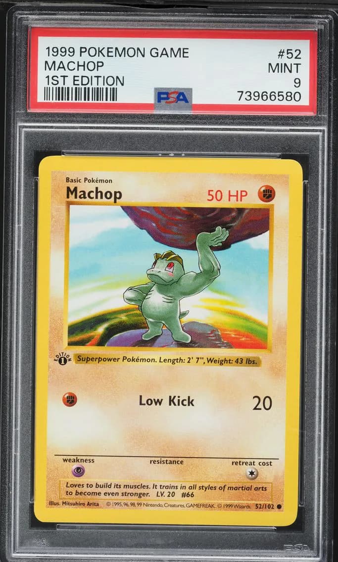 Machop 1st Edition, PSA 9