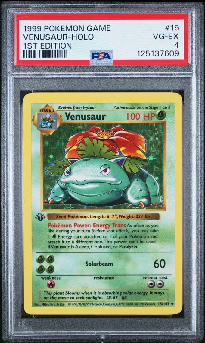 Venusaur-Holo 1st Edition, PSA 4