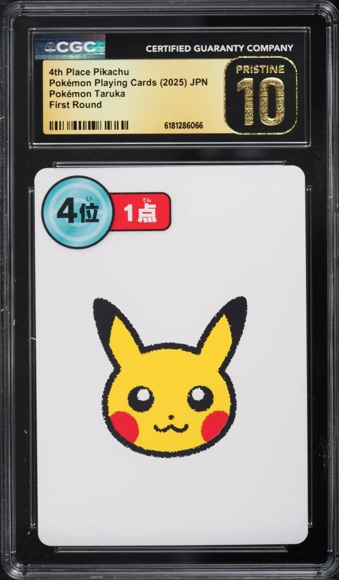 Pokemon Japanese Playing Cards Taruka First Round 4th Place Pikachu, CGC Pristine 10